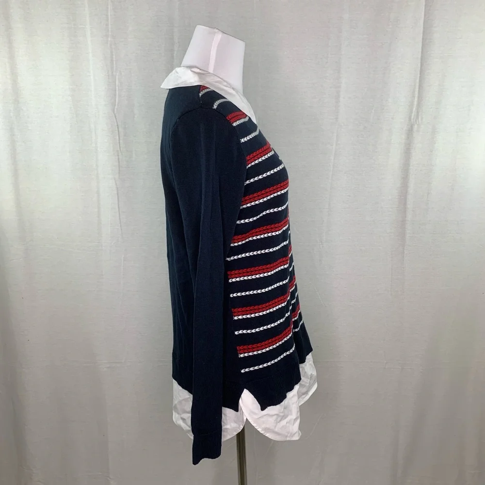 Tommy Hilfiger faux layered navy & red sweater NWT - Picture 7 of 11